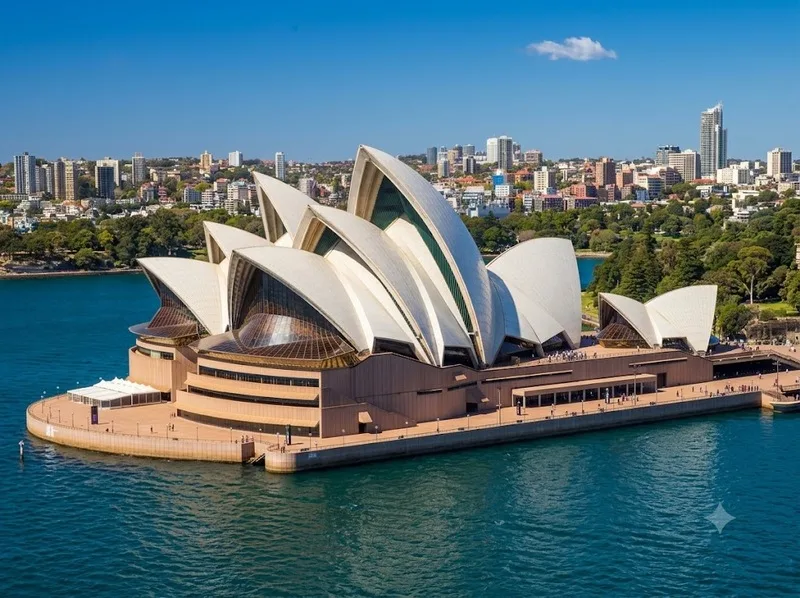 Nhà hát Opera Sydney nổi bật bên cảng với hệ mái trắng đặc trưng